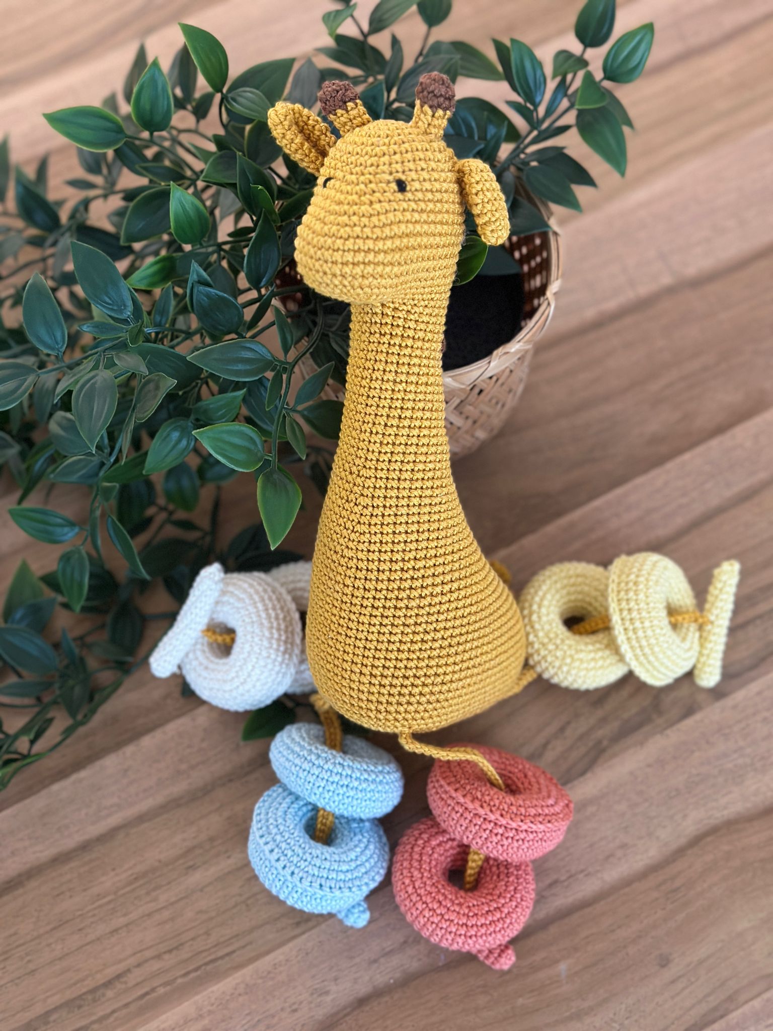 Crocheted Giraffe Activity Toy