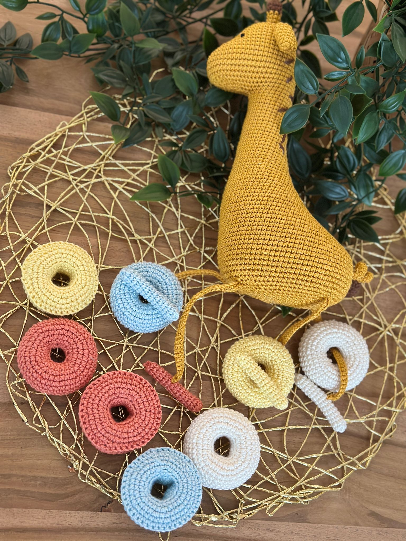 Crocheted Giraffe Activity Toy