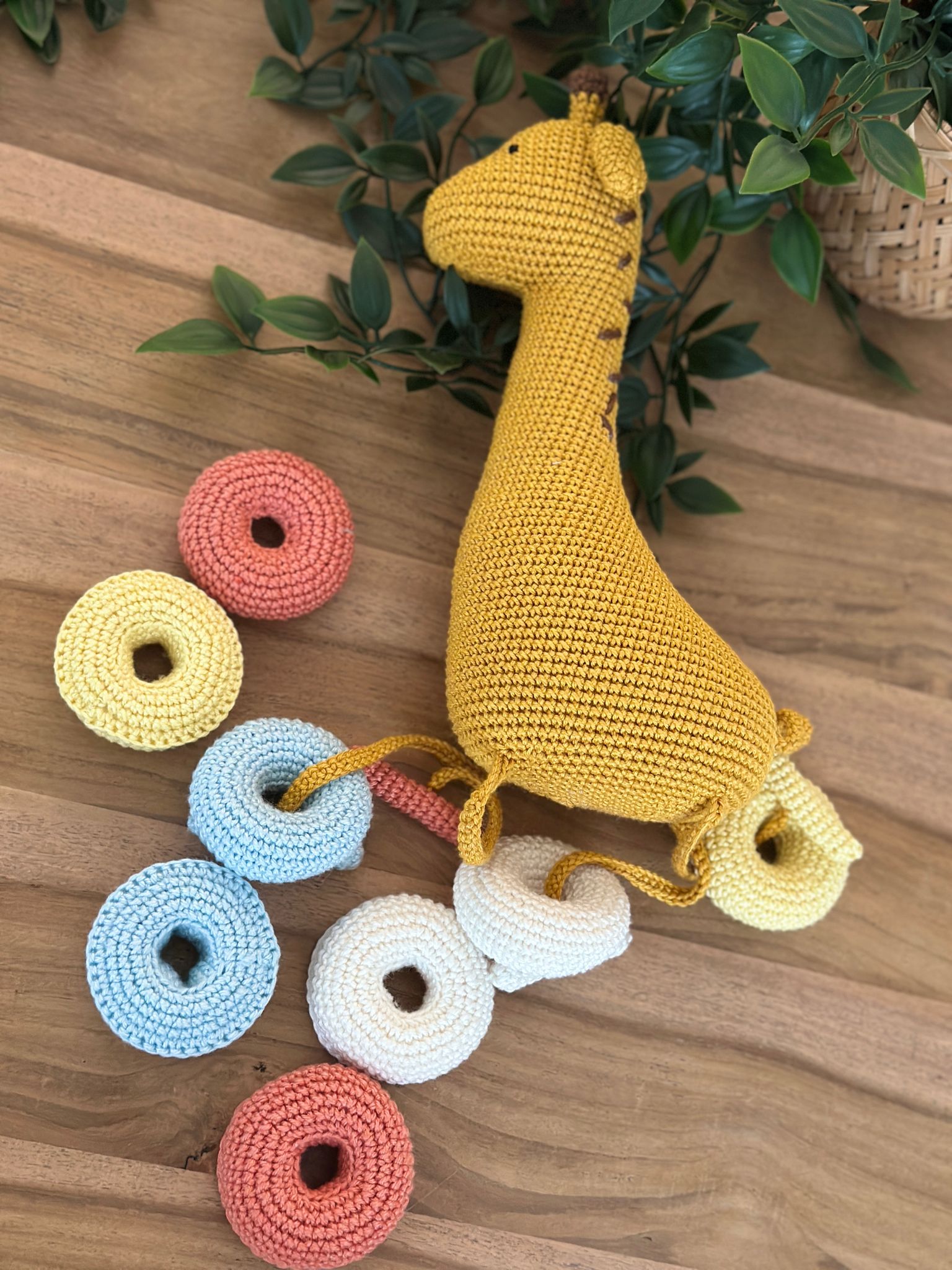 Crocheted Giraffe Activity Toy