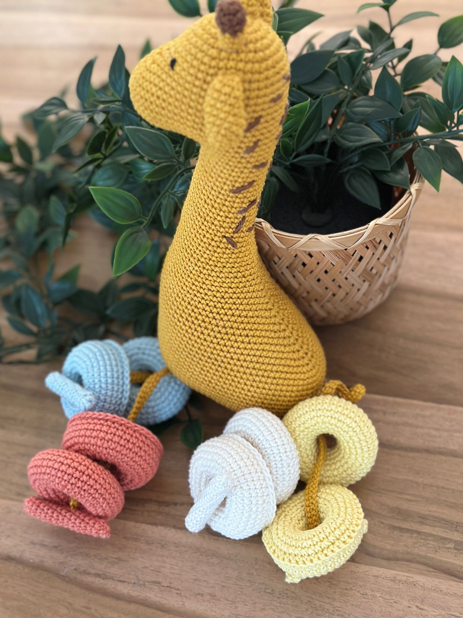 Crocheted Giraffe Activity Toy