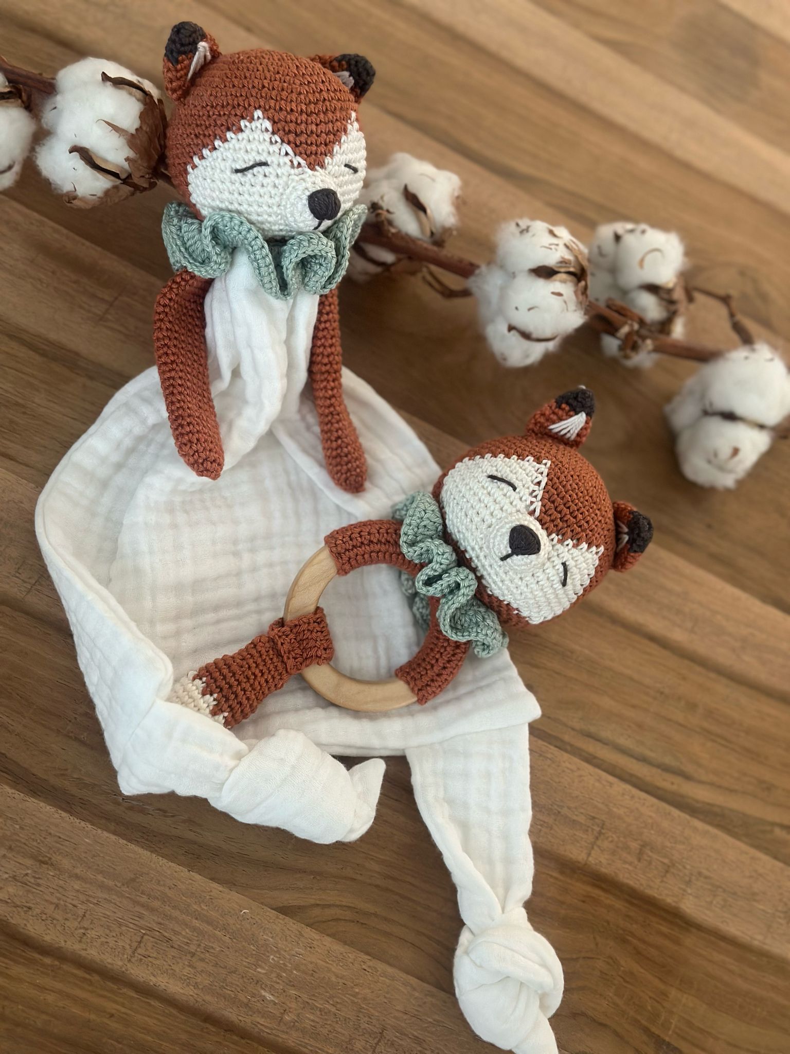 Handmade Crochet Fox Baby Set – Soft & Cozy