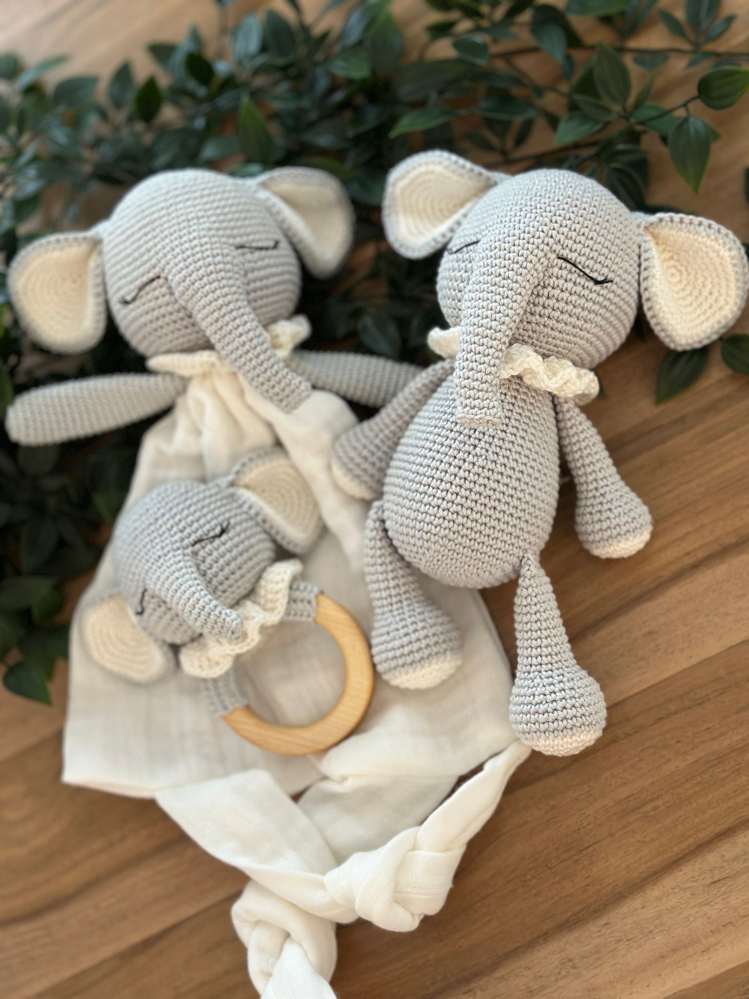 Handmade Crochet Elephant Set