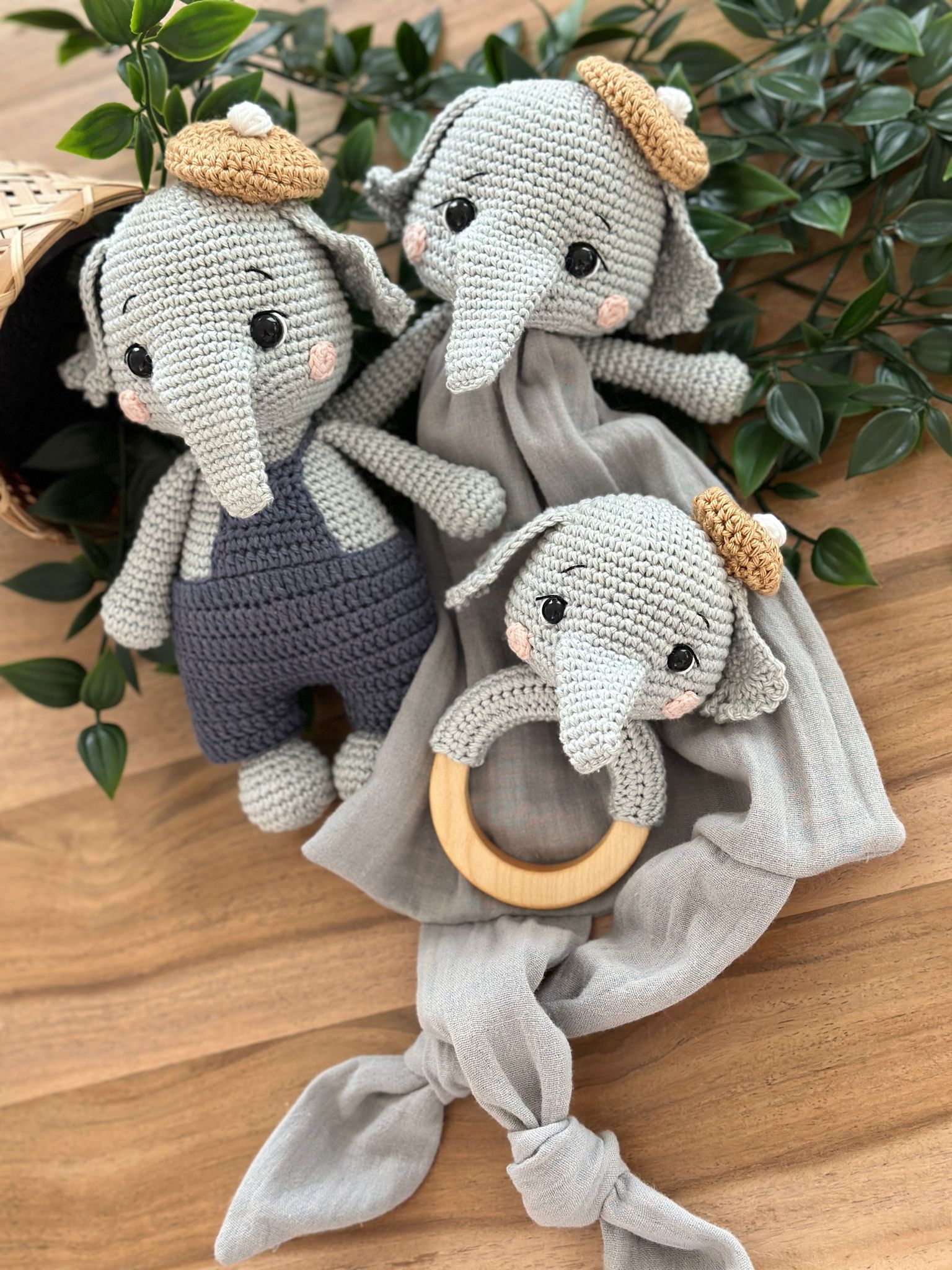 Handcrafted Crochet Elephant Set