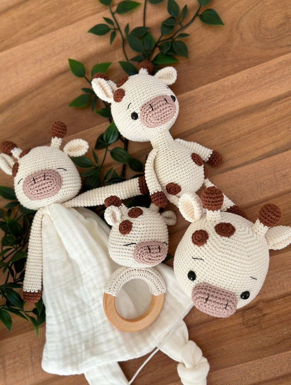 Handmade Crochet Cow Baby Comfort Set – Soft & Adorable