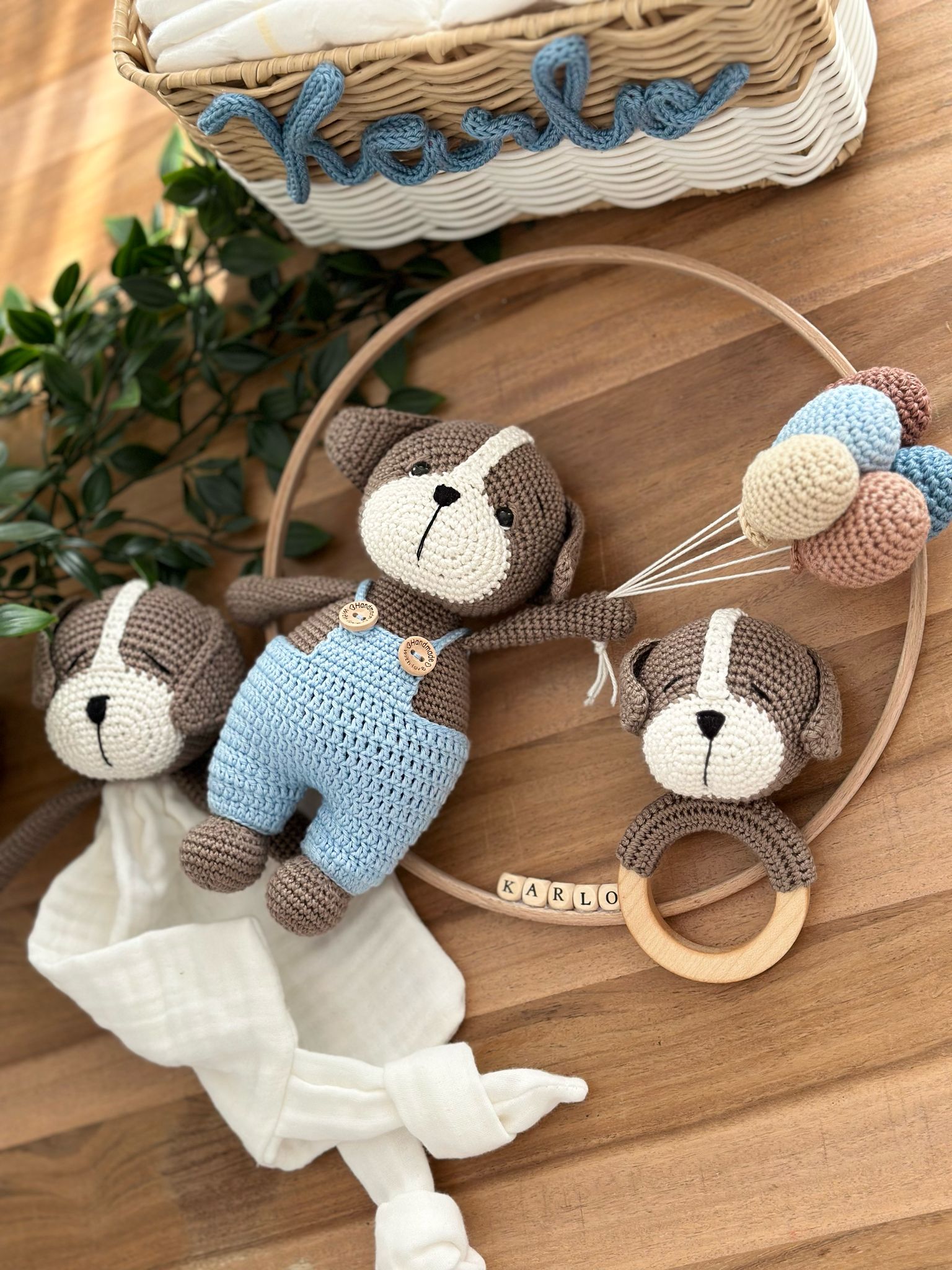 Handmade Crochet Dog Baby Comfort Set