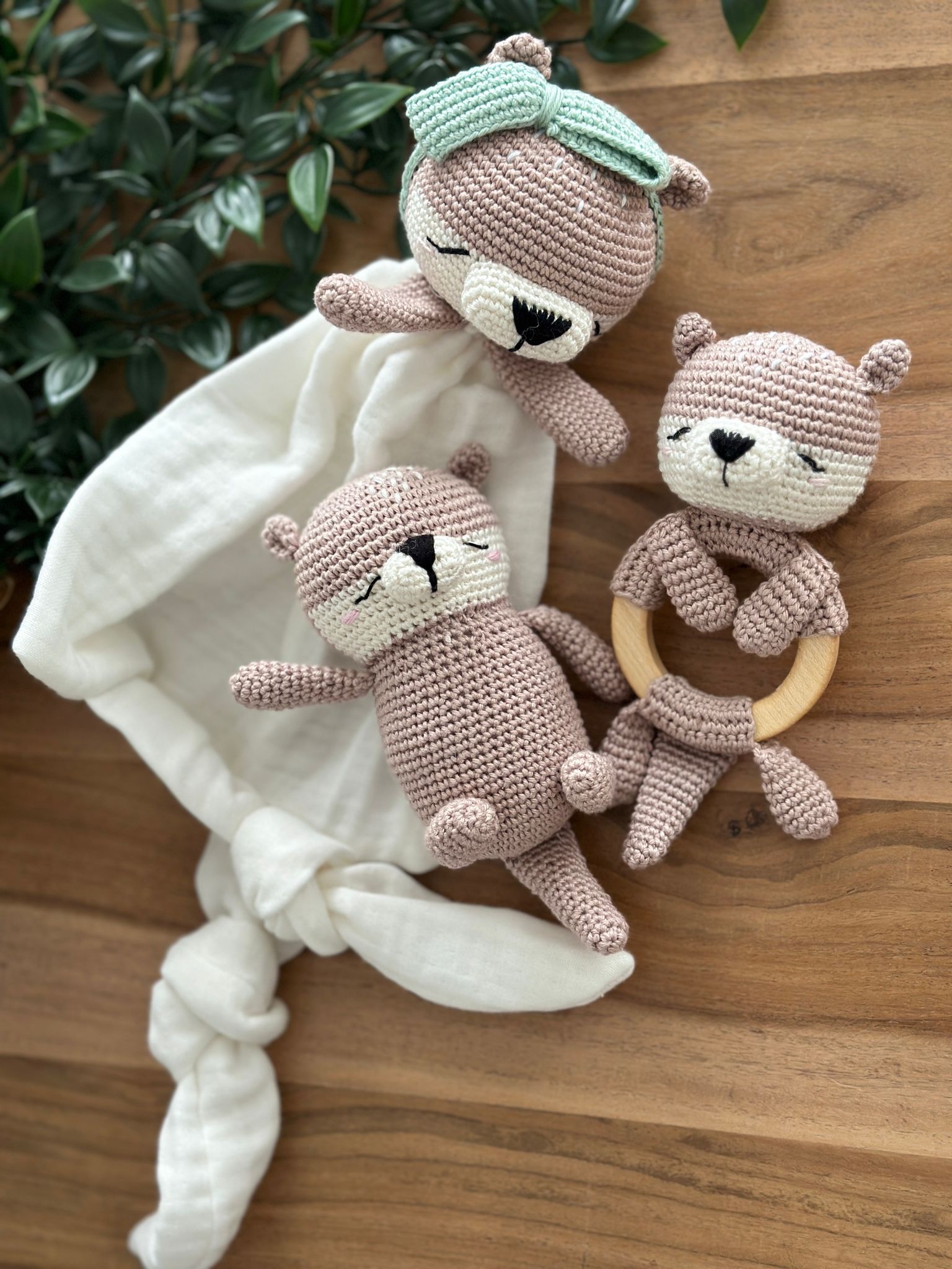 Handmade Crochet Otter Set