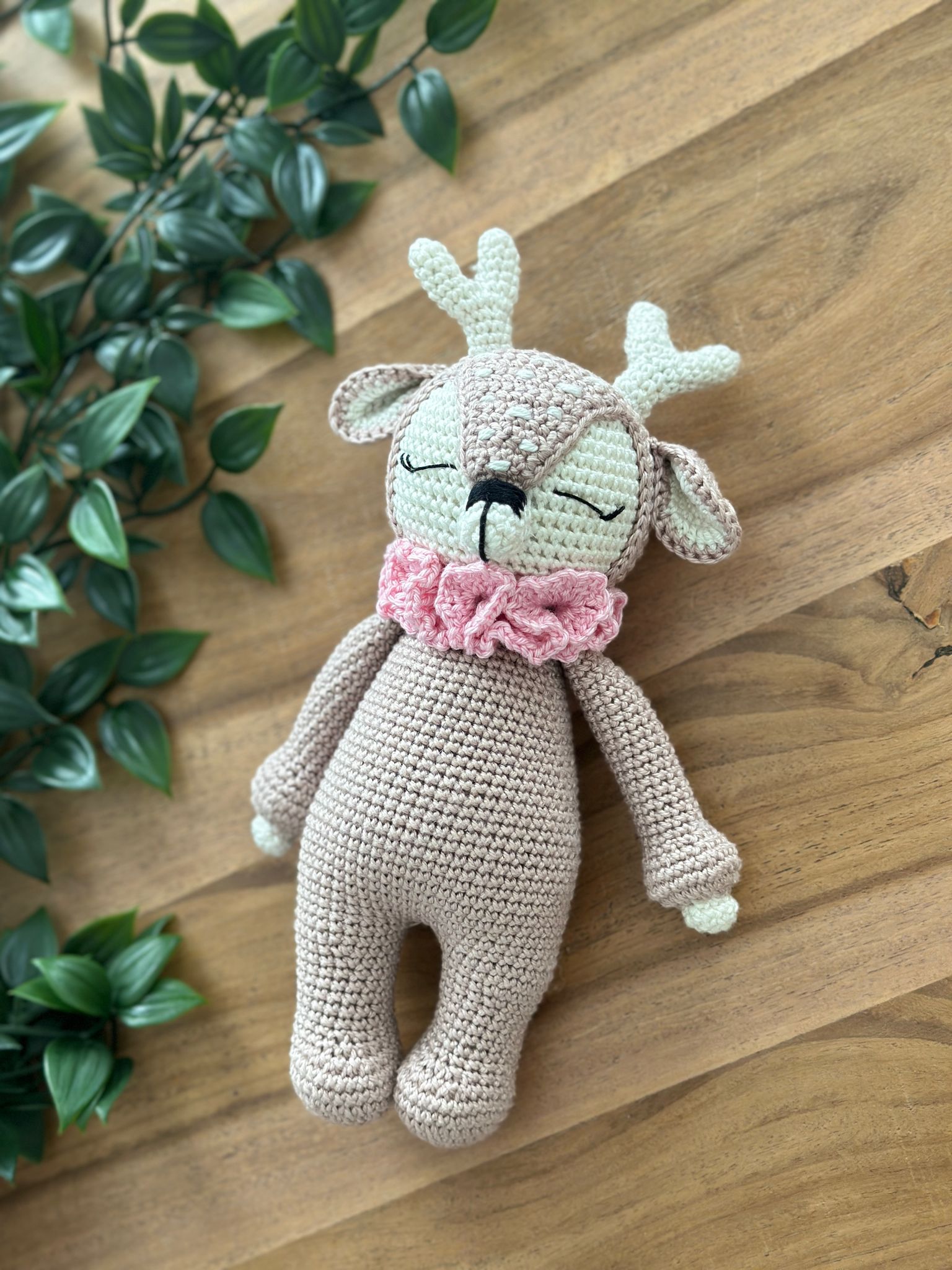 Handmade Crochet Deer – Ruffle Collar Edition