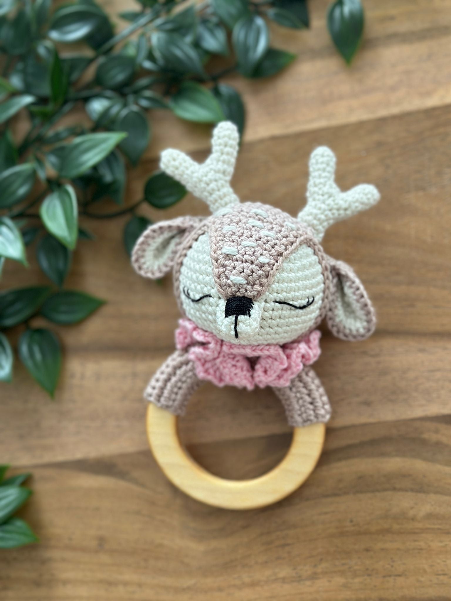 Handmade Crochet Deer – Ruffle Collar Edition