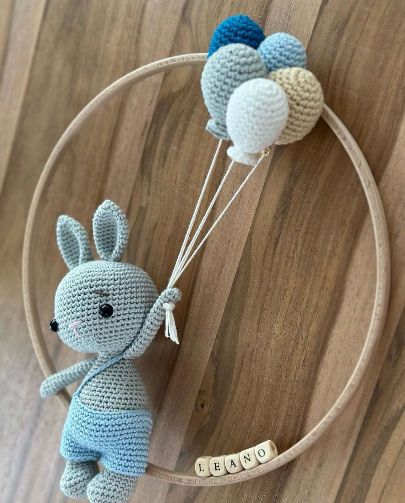 🐰 Rabbit Wall Decor – Handmade Animal Figure with Balloons