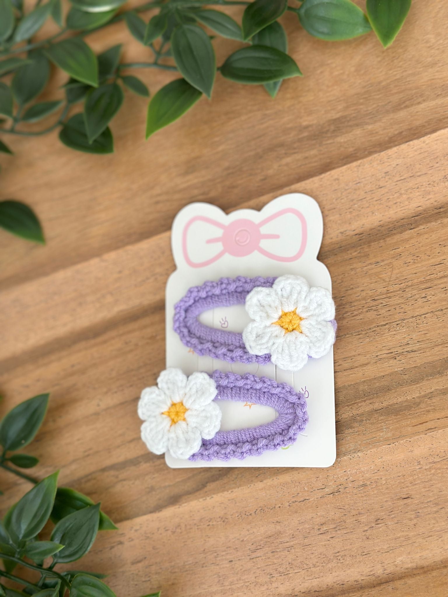 Lavender Bloom Crochet Hair Clips