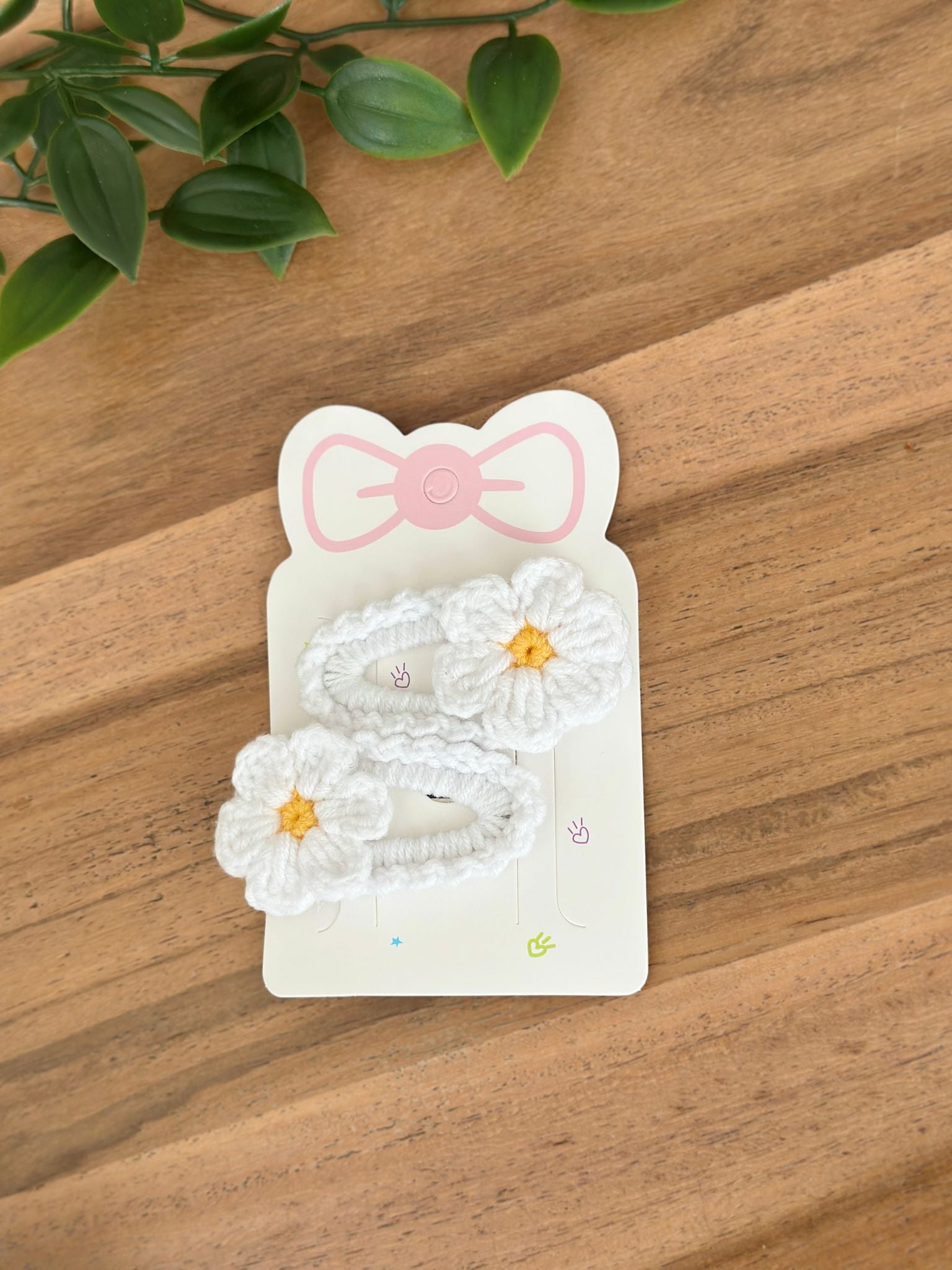 White Daisy Crochet Hair Clips
