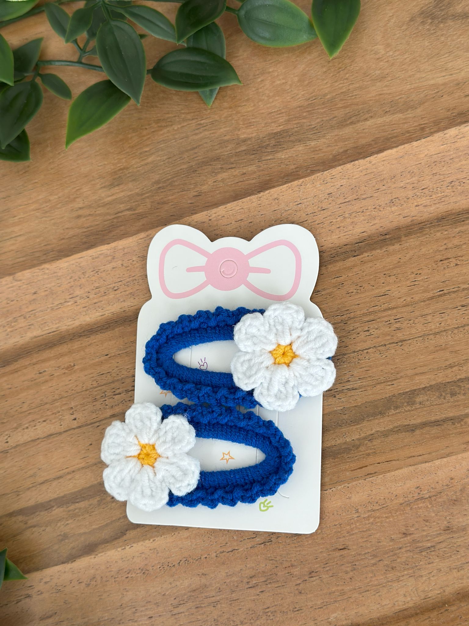 Blue Daisy Crochet Hair Clips