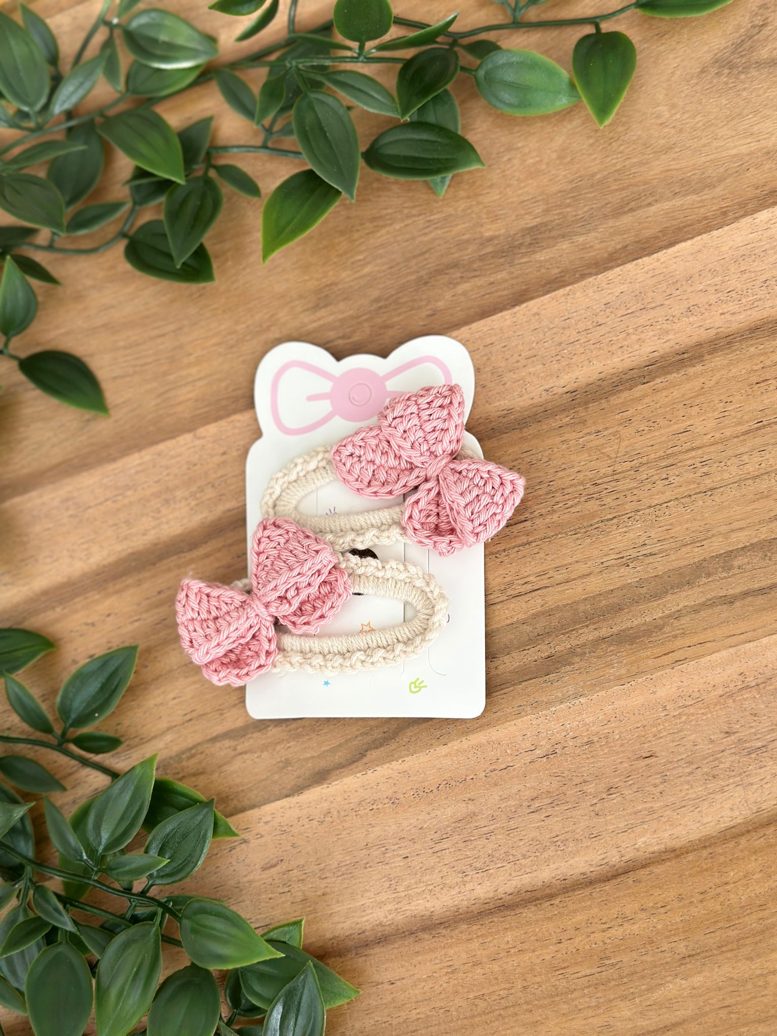 Blush Bow Crochet Hair Clips