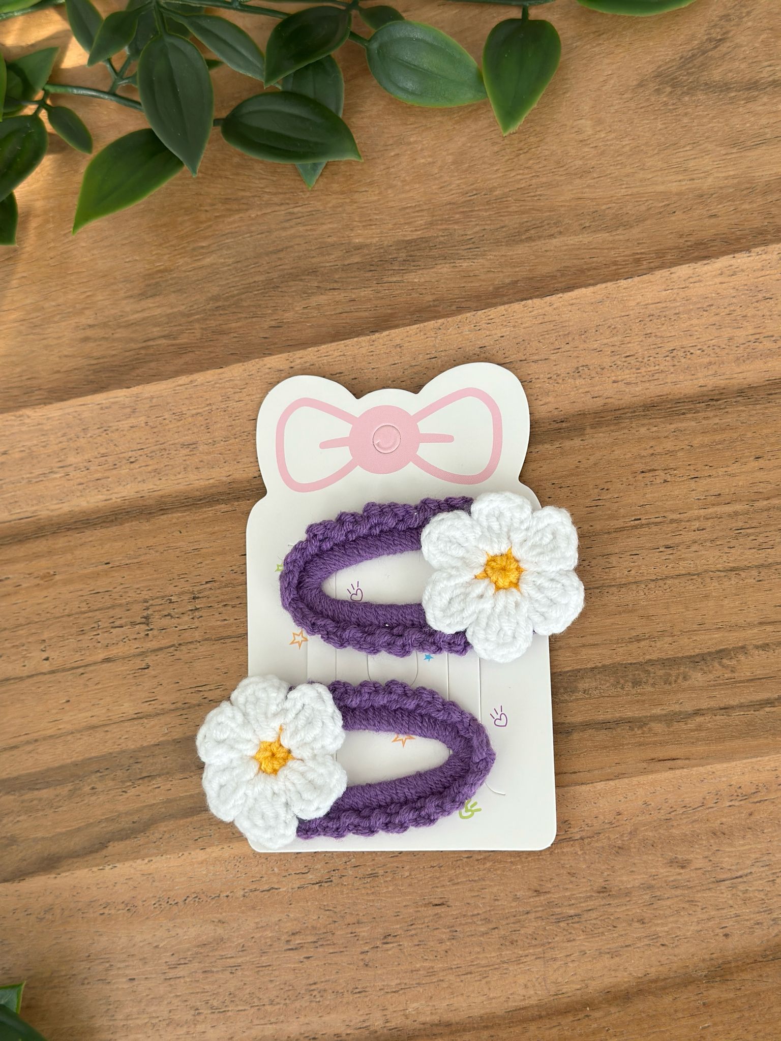 Lavender Daisy Crochet Hair Clips